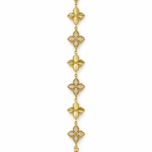 Gold-Plated Rose Bracelet with Sparkling Crystals