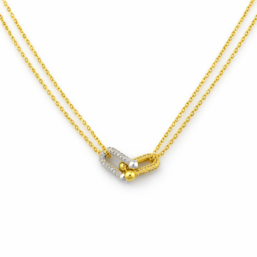 Double-Tone Interlocking Rings Necklace