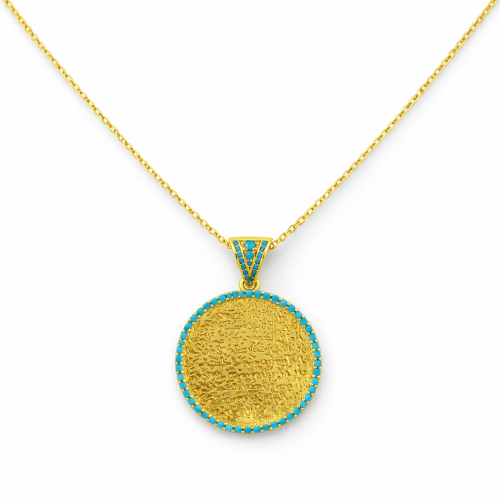 Gold Arabic Inscription Pendant Necklace