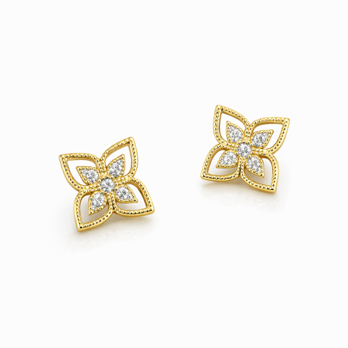 Gold Floral Crystal Earrings
