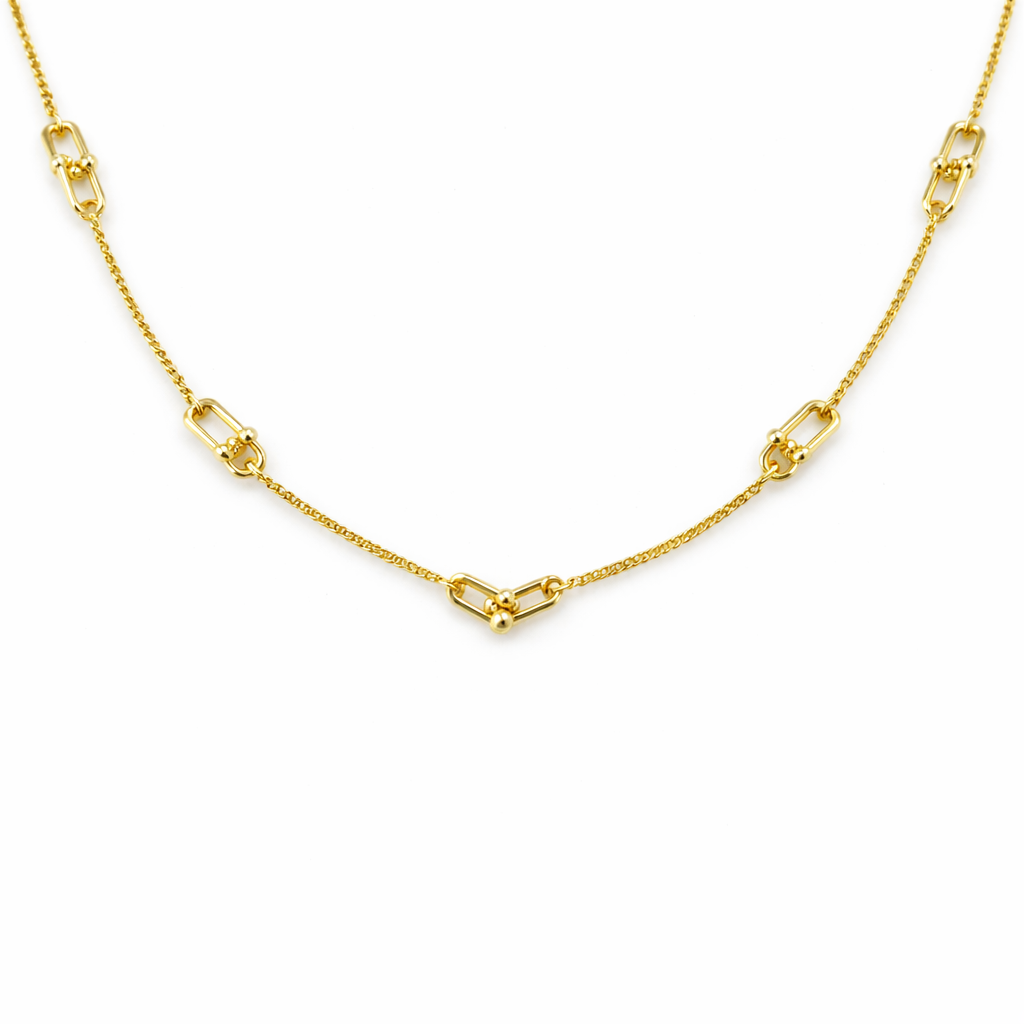 Gold Interlinked Rings Necklace