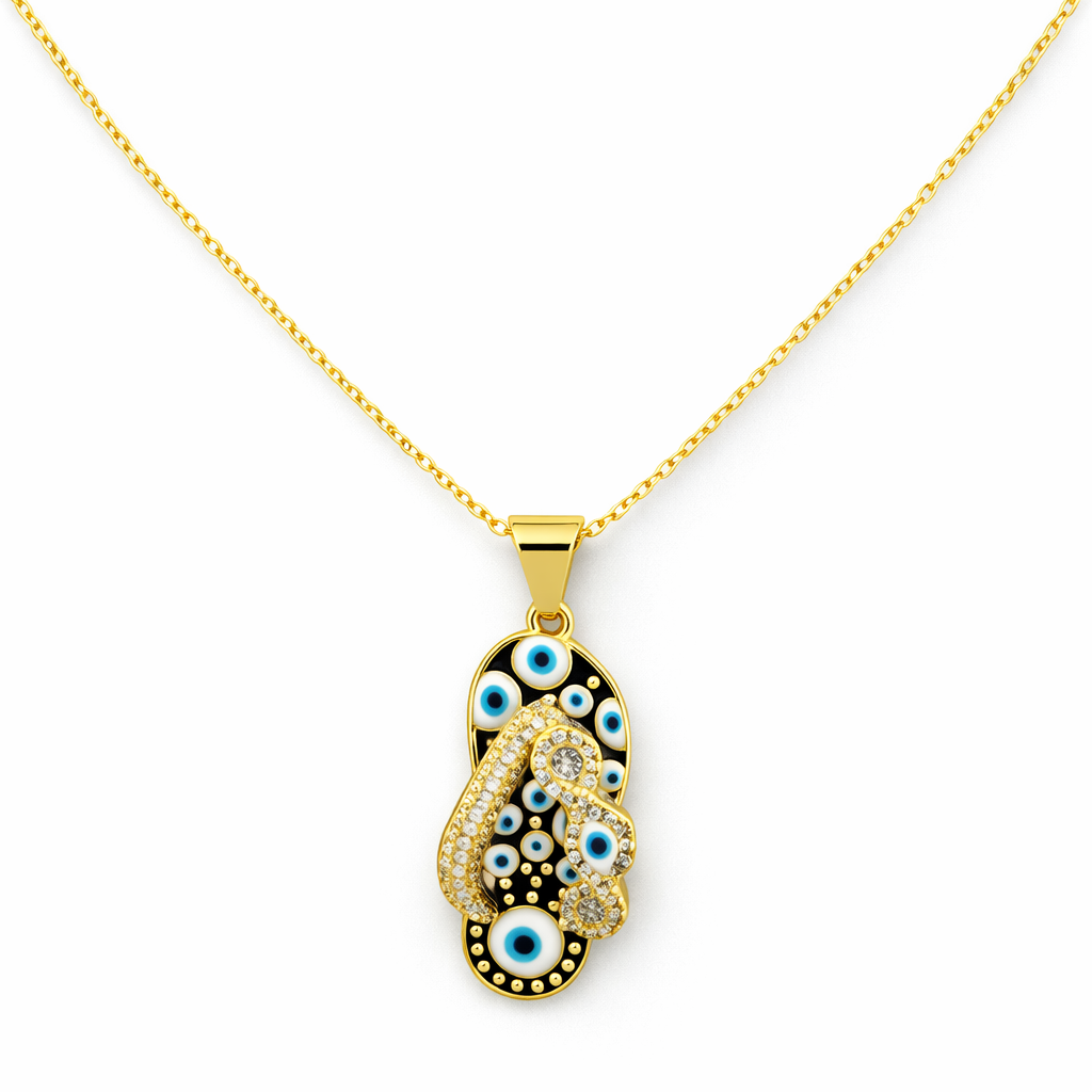 Gold Statement Necklace with Eye Detail