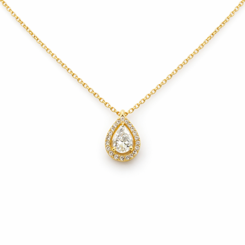 Gold Teardrop Crystal Necklace