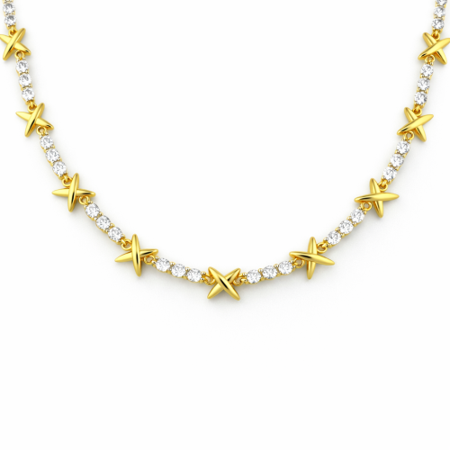 Gold X-Link Crystal Necklace
