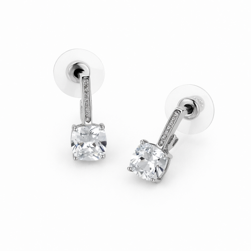 Silver-Tone Gold Crystal Earrings