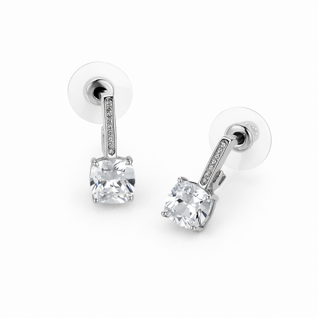 Silver-Tone Gold Crystal Earrings