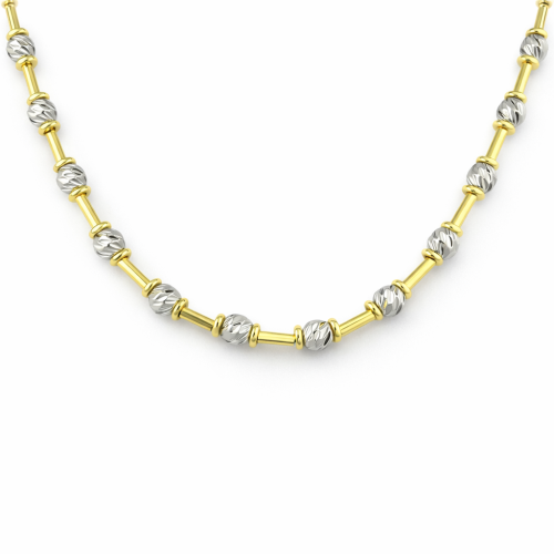Two-Tone Gold & Silver Bead Necklace