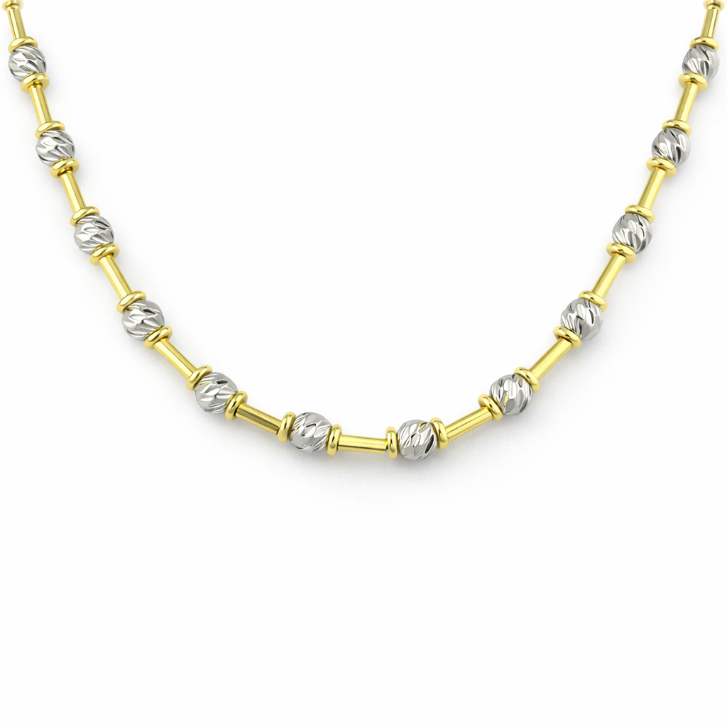 Two-Tone Gold & Silver Bead Necklace